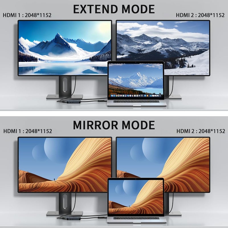 Giq HDMI Splitter Extended Display for Dual Monitor, Dual 2K@60Hz Universal Video Graphics USB to Dual HDMI Adapter for USB 3.0 / USB-C Adapter, Compatible with USB4,Windows and Mac1 - Image 4